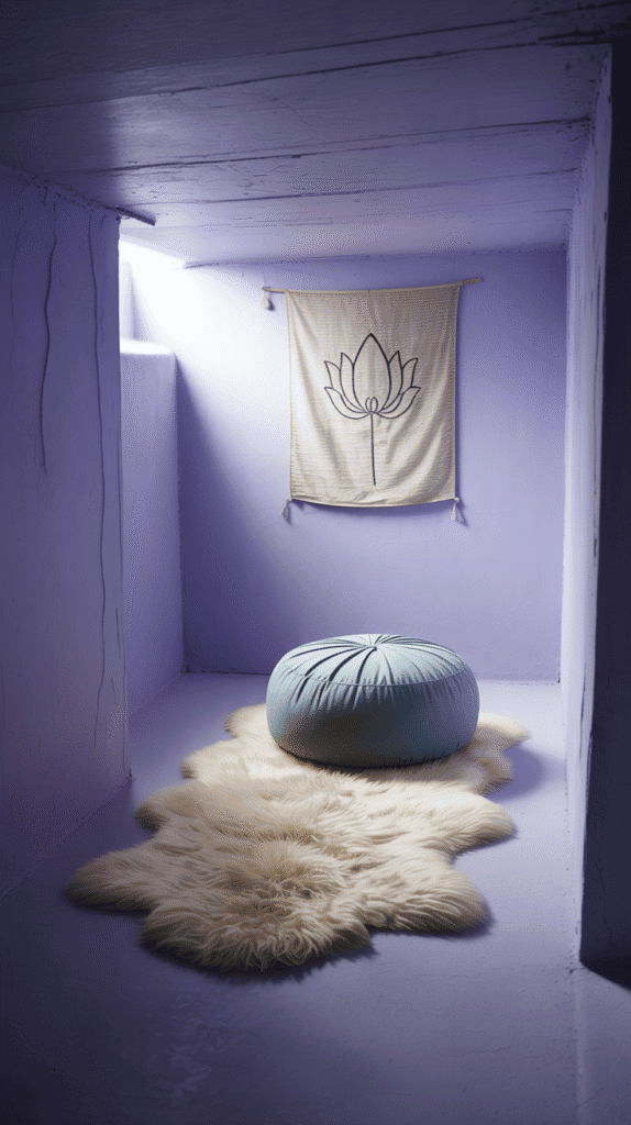 Lavender gray basement paint ideas offer calming purple-tinted neutral tones for relaxing underground spaces