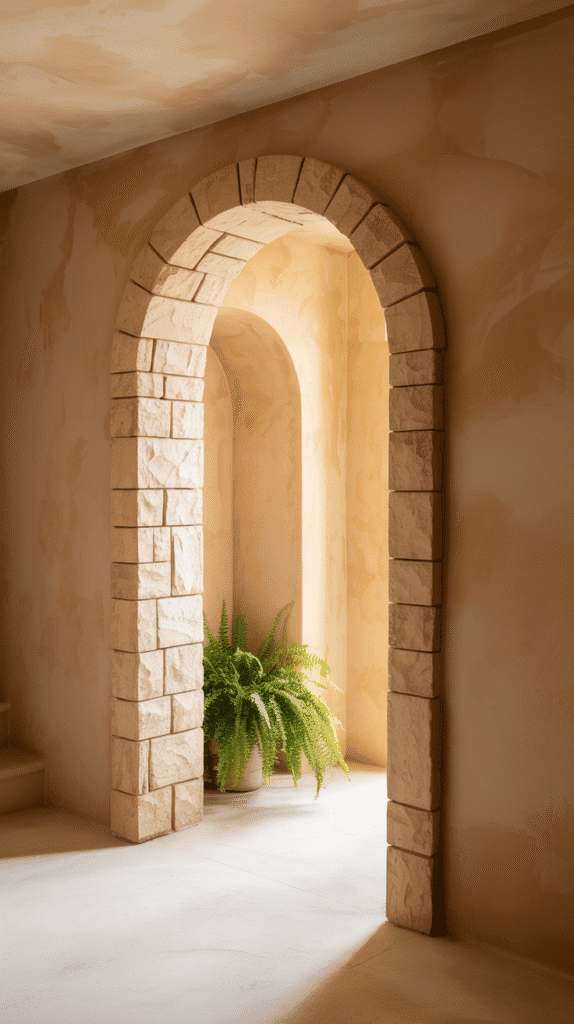 Color-washed beige basement paint ideas create sophisticated textured walls that mimic natural stone finishes