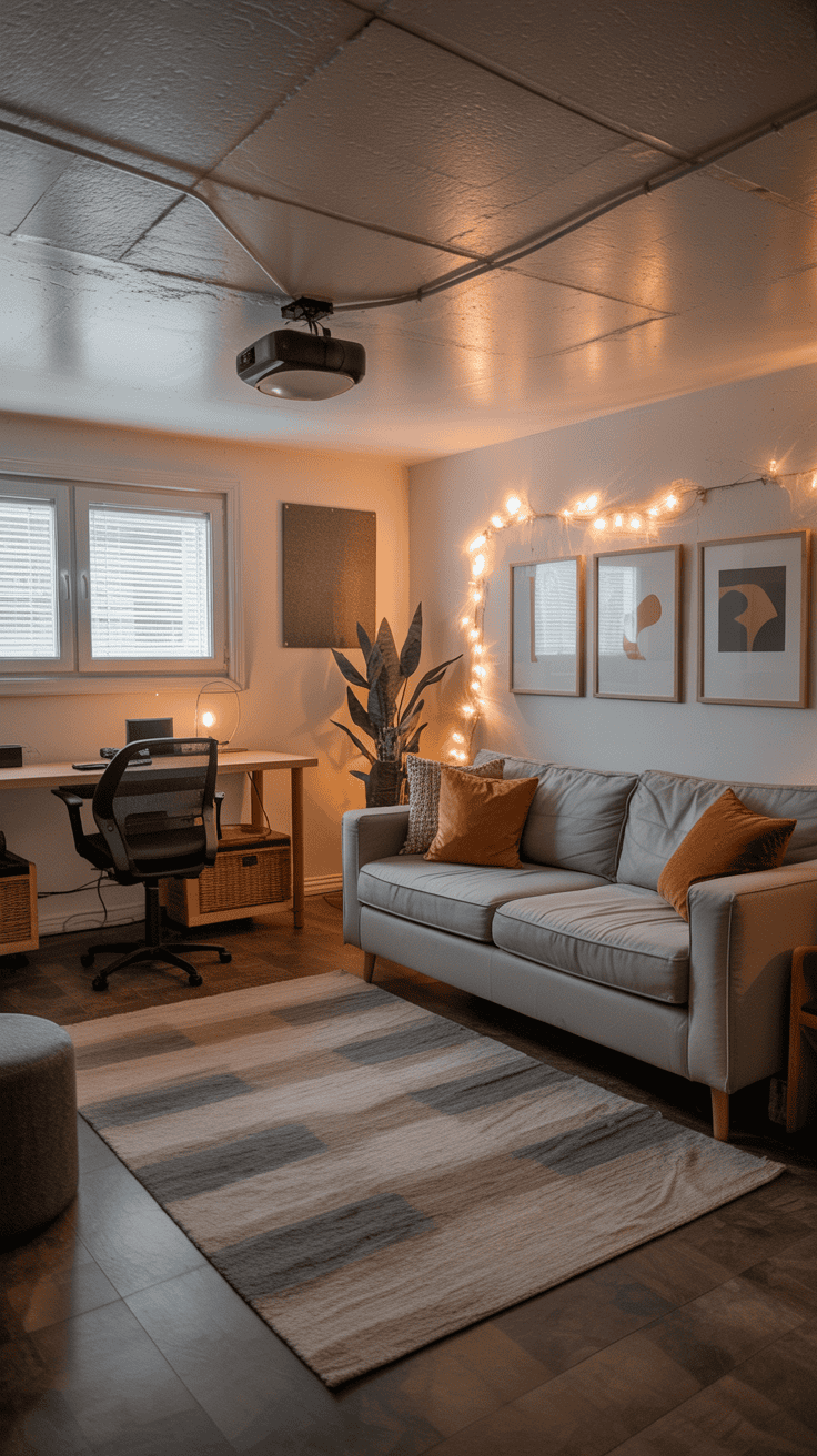 Cozy and creative unfinished basement ideas on a budget for multi-functional spaces