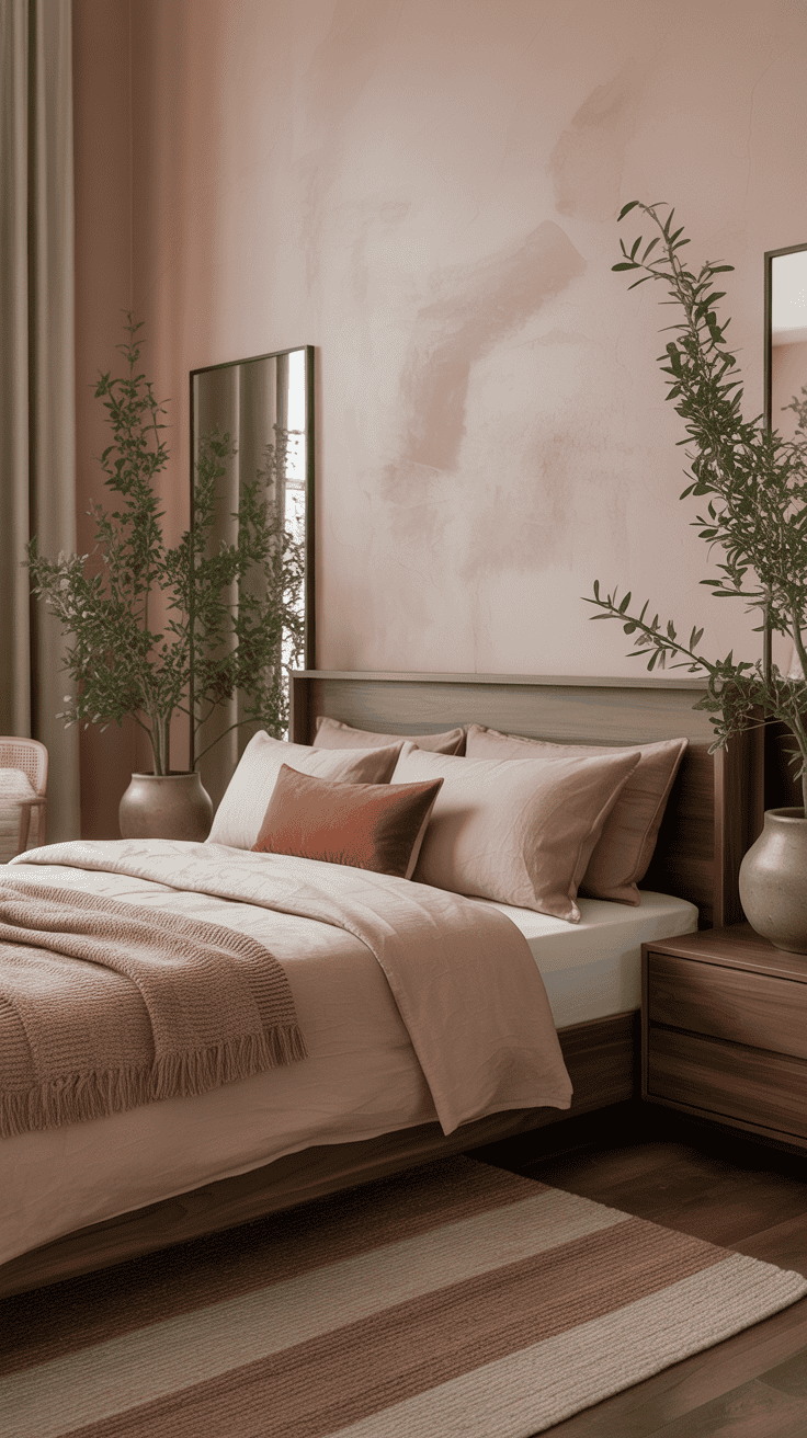 earthy pink bedroom