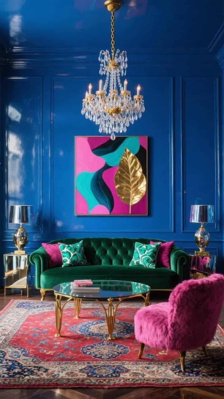 colorful maximalist decor living room
