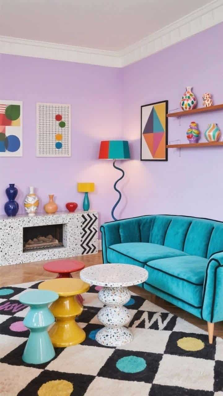 colorful maximalist decor living room