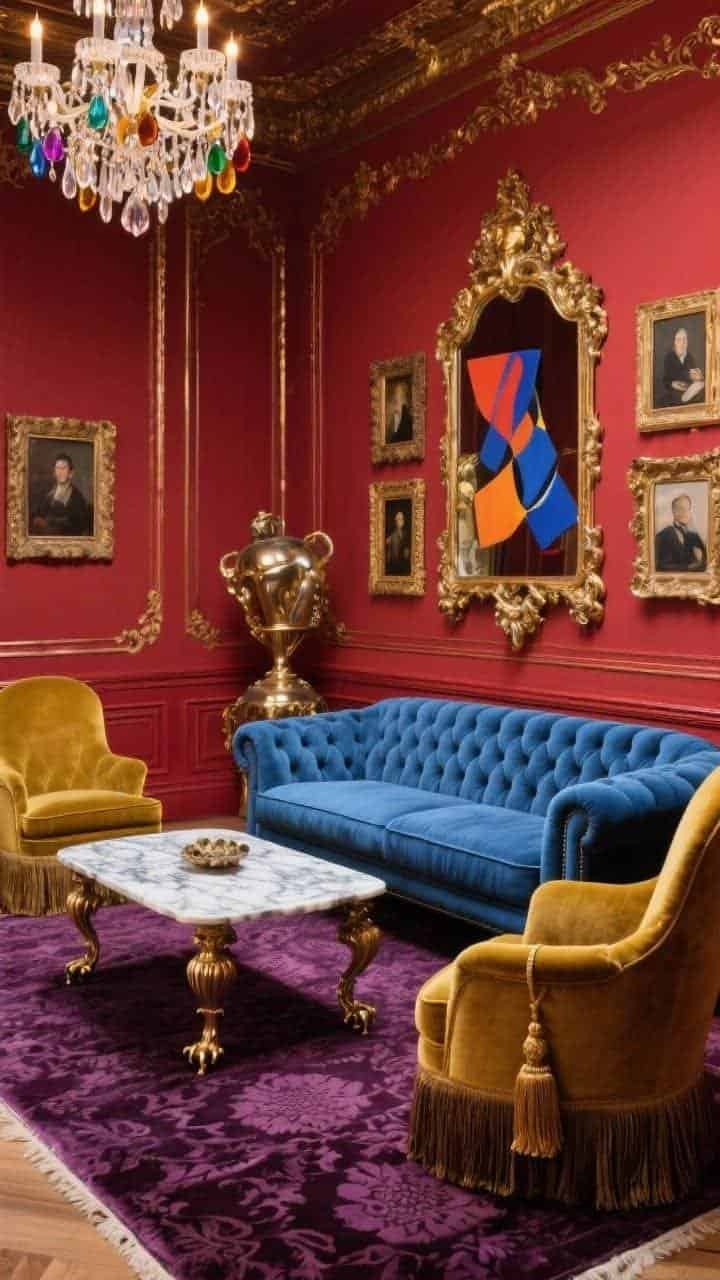 colorful maximalist decor living room