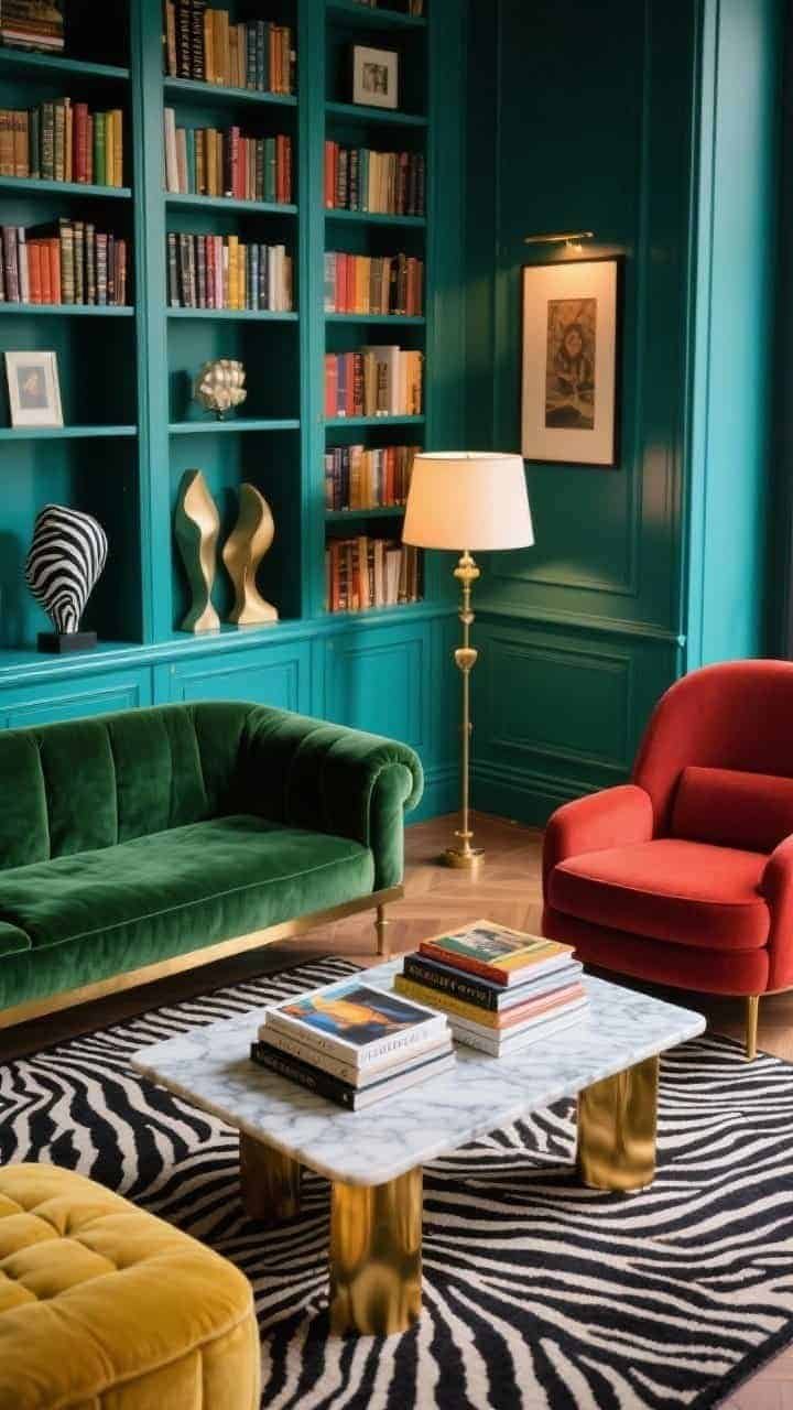 colorful maximalist decor living room