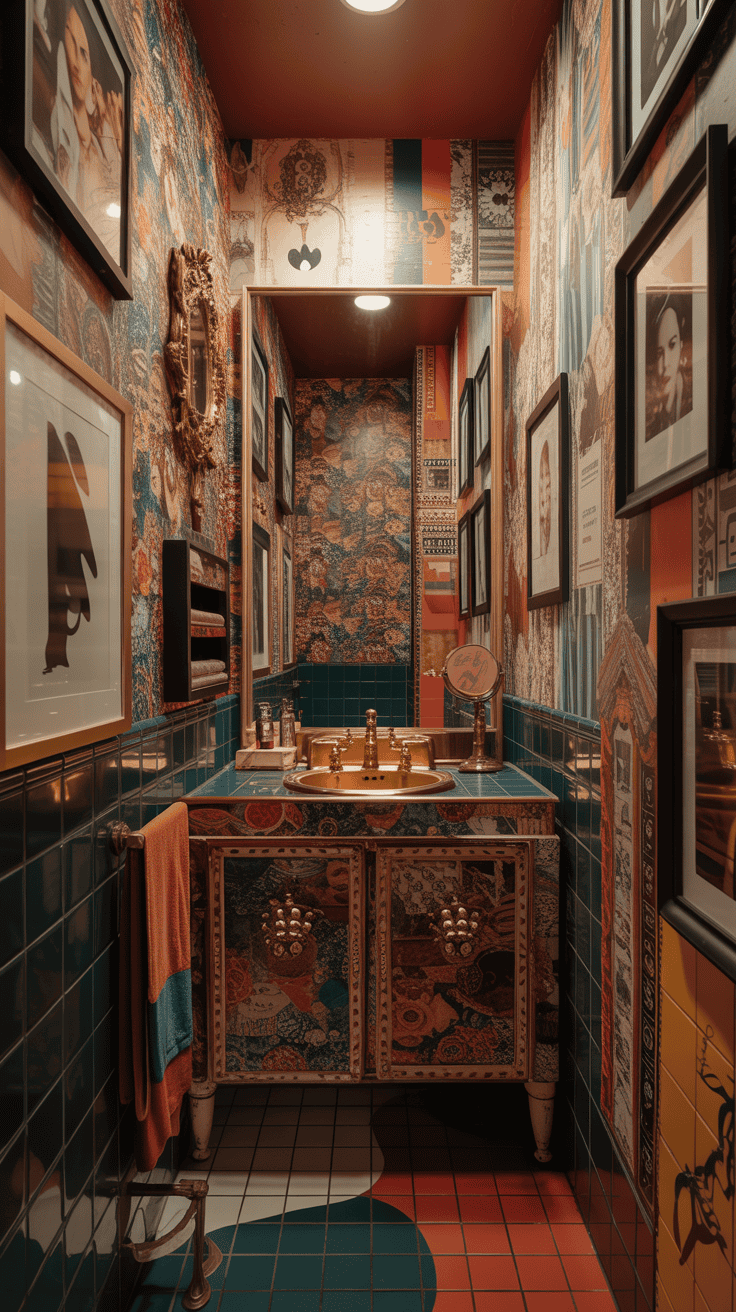 maximalist decor bathroom