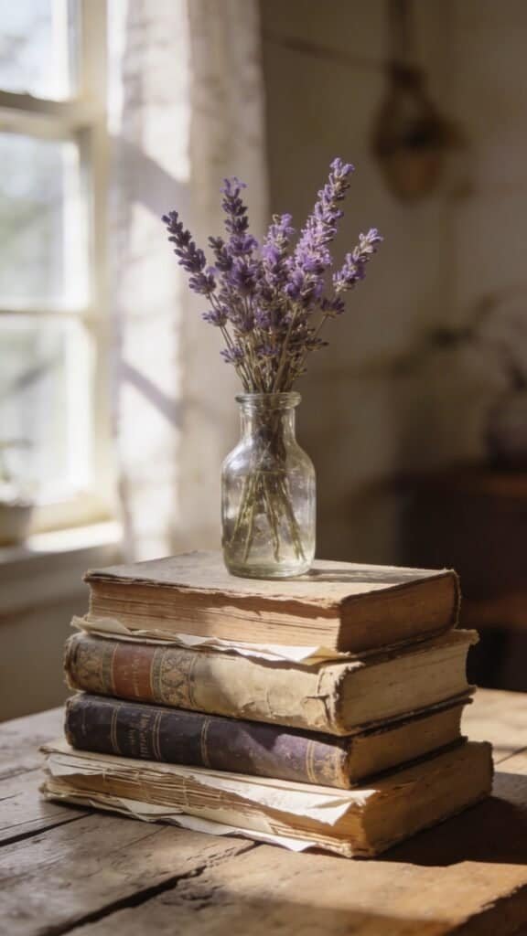 vintage book centerpiece
