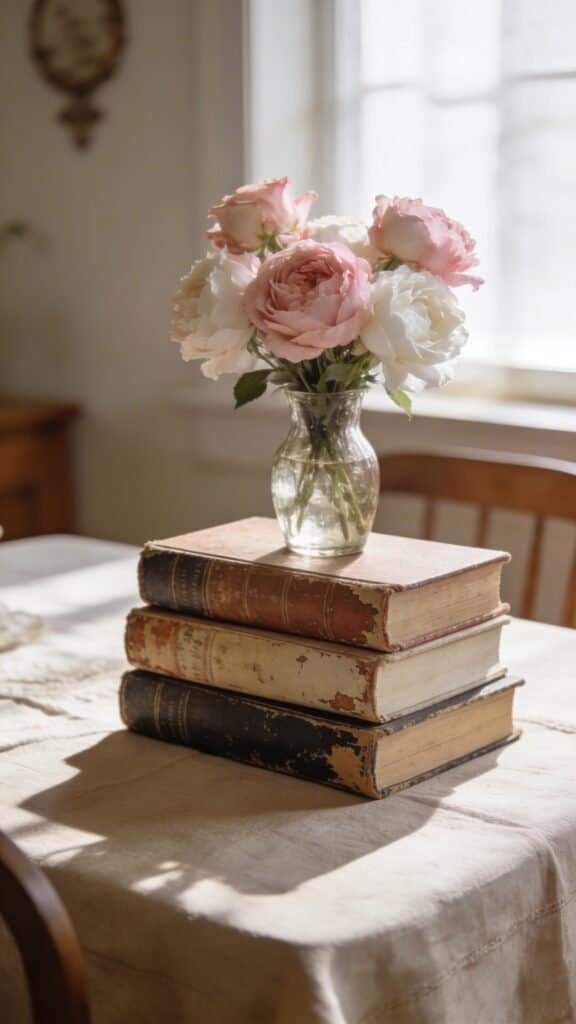 vintage book centerpiece
