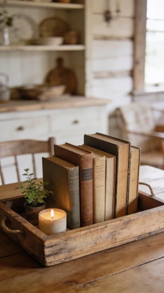 vintage book centerpiece
