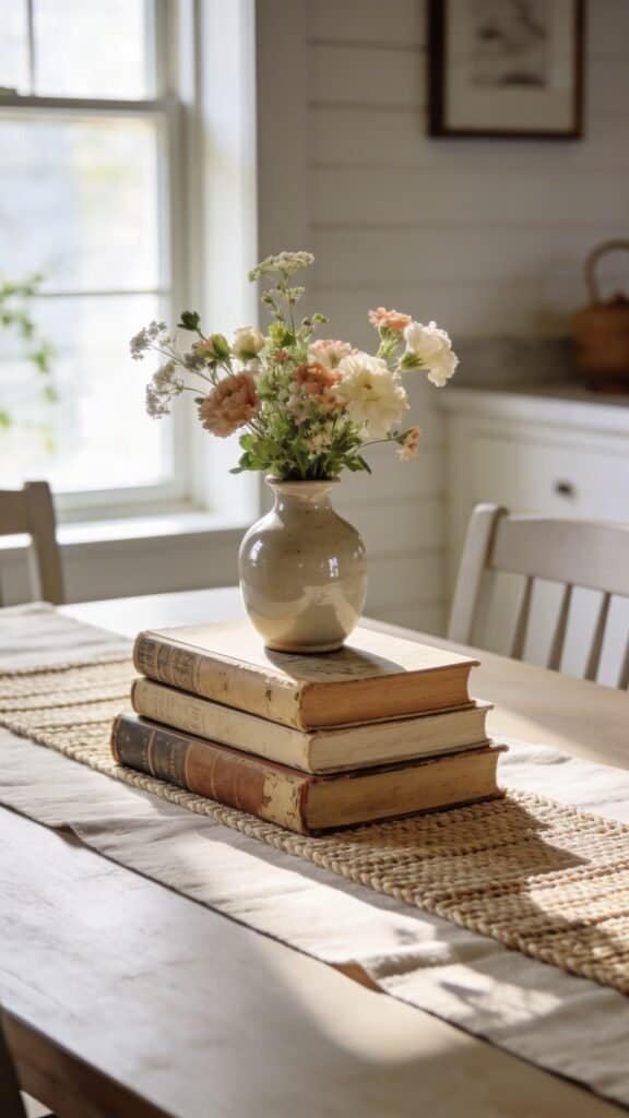 vintage book centerpiece
