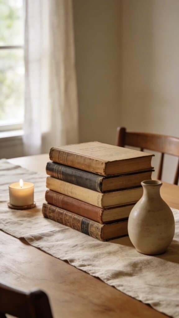 vintage book centerpiece
